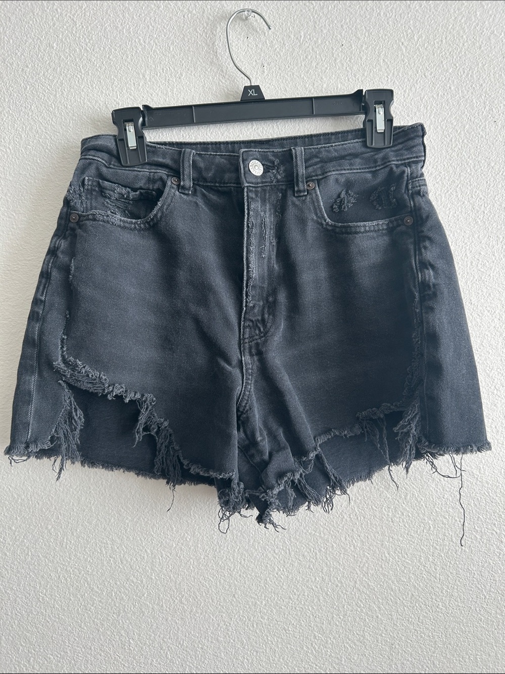American Eagle Outfitters Black Distressed Frayed Hem Jean Shorts
